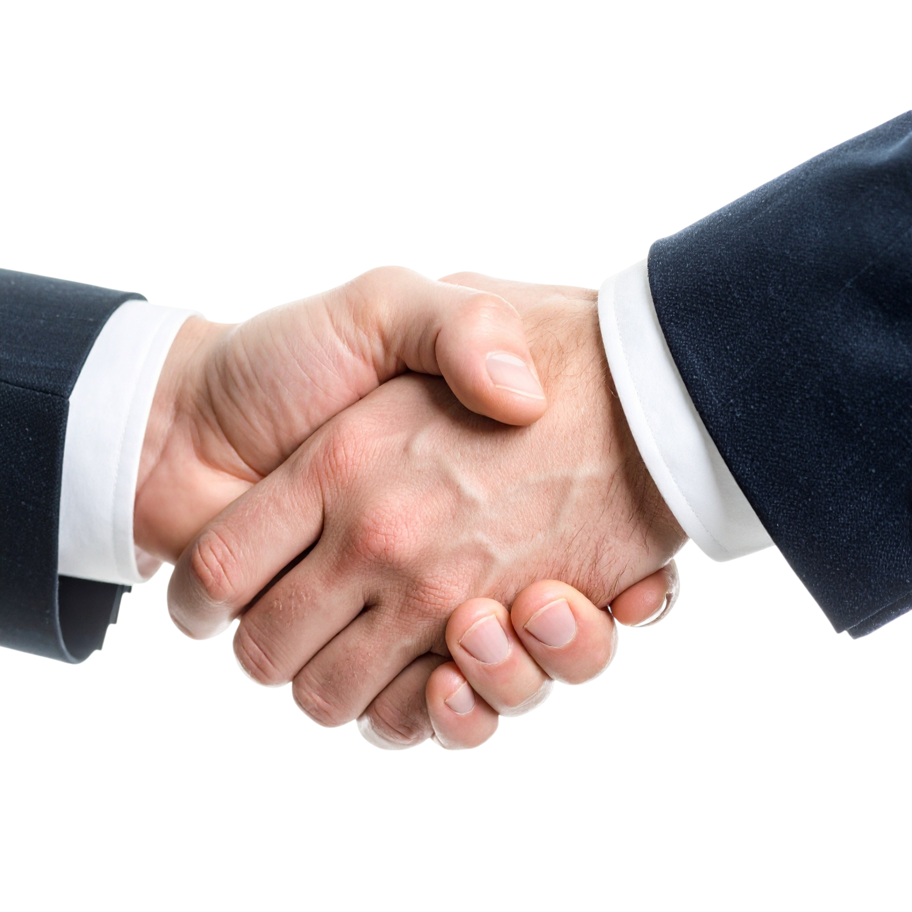 Two people shaking hands to close an agreement.
